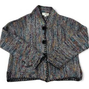 Maria Rodriguez Multicolor Button Up Coastal Grandma Cardigan Sweater Size M